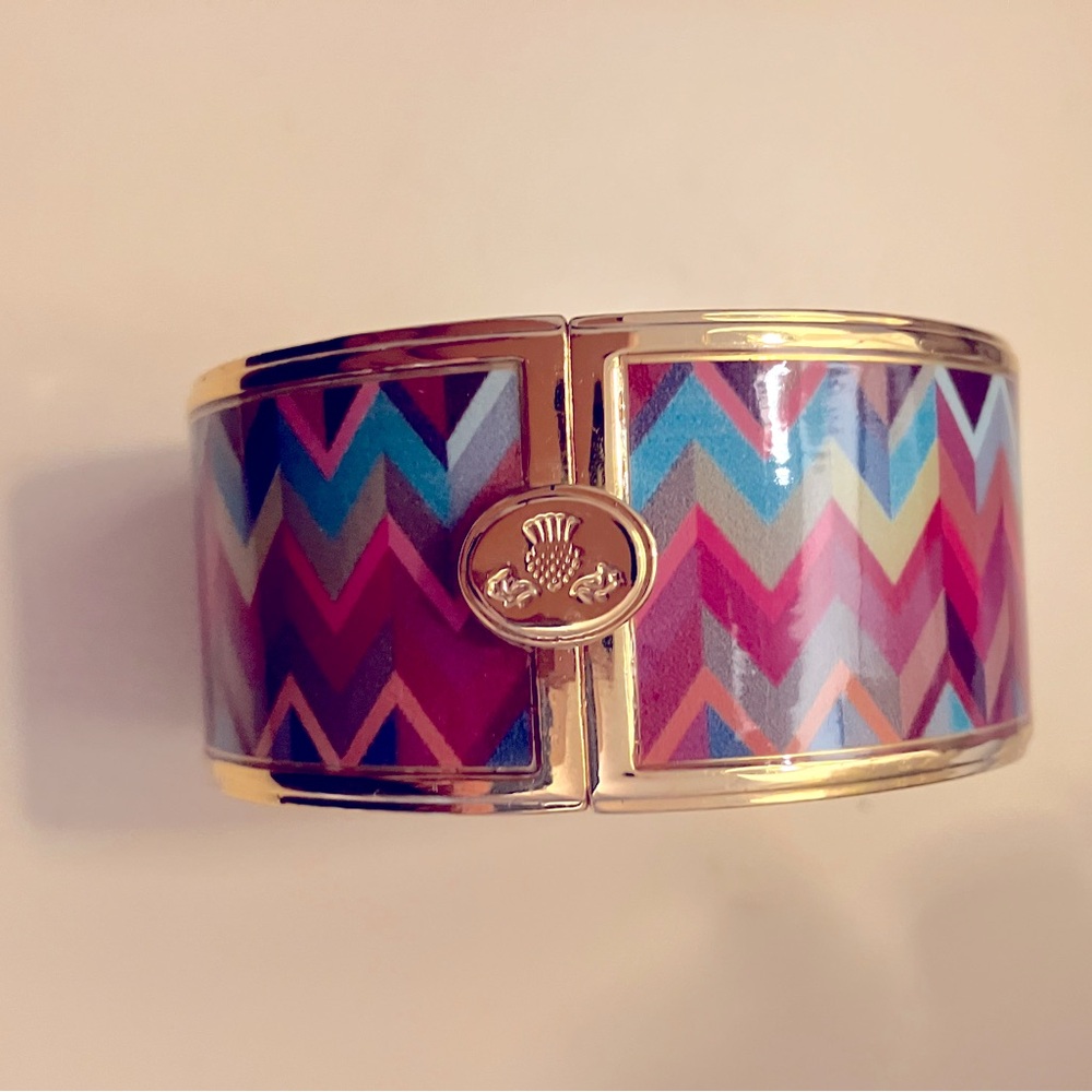 MacKenzie Childs Kaleidoscope Chevron Cuff Bracelet EUC - Picture 2 of 5